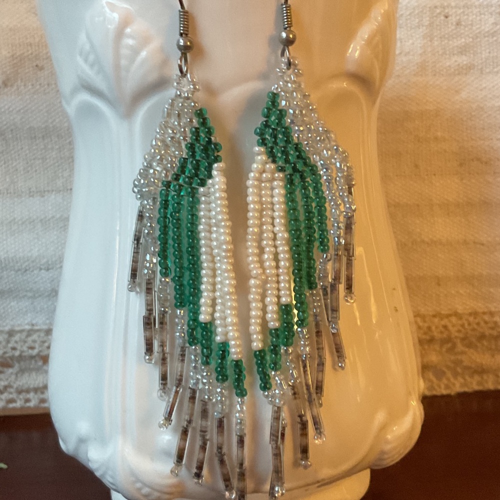 Handmade Beaded Fringe Earrings